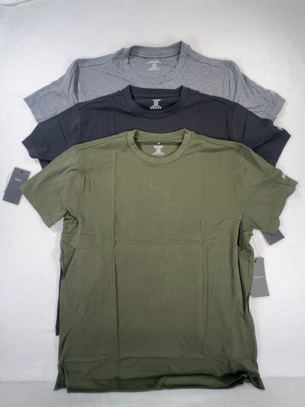 Fabletics Crewneck T-Shirt Cotton Modal Olive Black Gray Mens Large 3 Pack